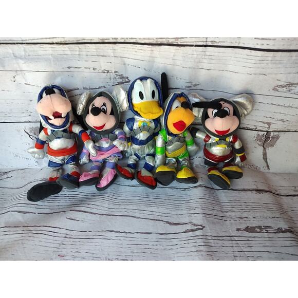 ORIGINAL Disney Bean Bags Space Mickey Minnie Goofy Pluto Donald